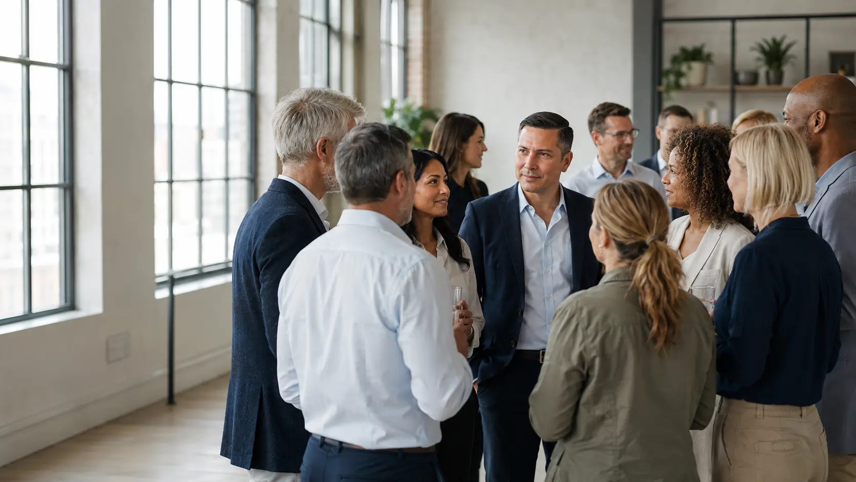 Independent business leaders talking at a business gathering